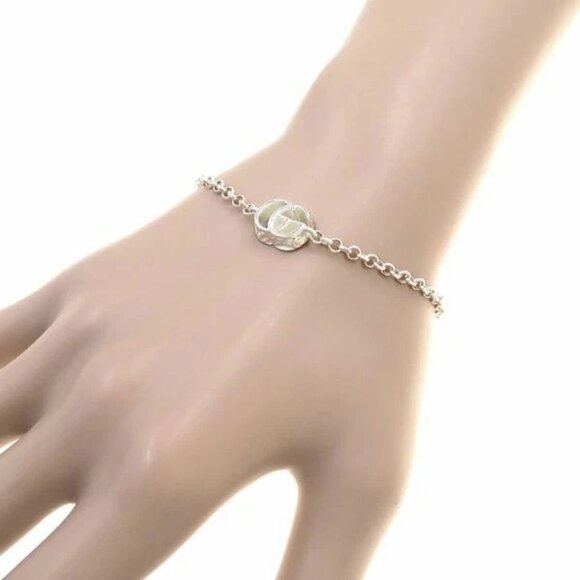 GUCCI Interlocking G GG Marmont Bracelet 7.1" Silver 925 Auth #05929 - Picture 1 of 9